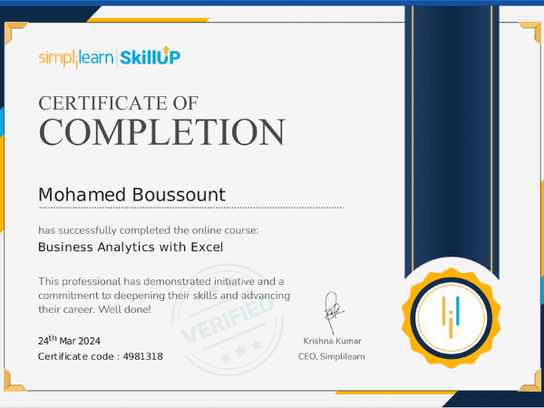 Business Analytics with Excel