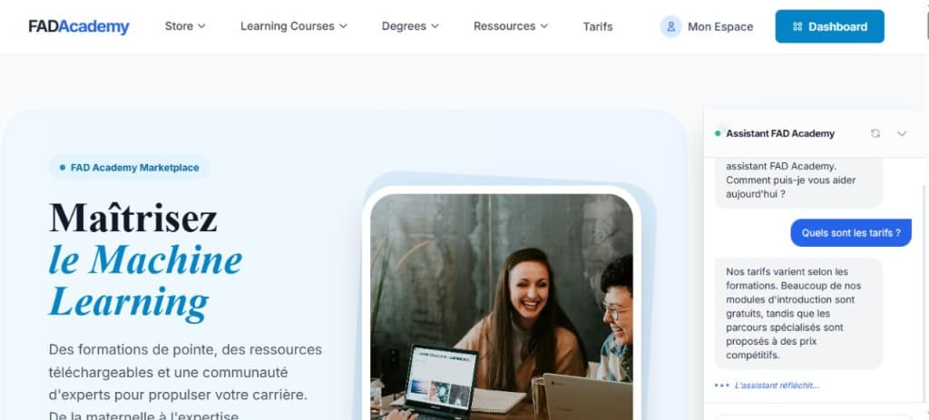 Chatbot IA pour Plateforme d'Éducation