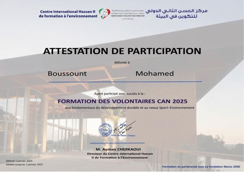 Formation des Volontaires CAN 2025